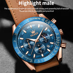 OLEVS 9957 Men Luminous Waterproof Leather Strap Quartz Watch