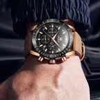 OLEVS 9957 Men Luminous Waterproof Leather Strap Quartz Watch