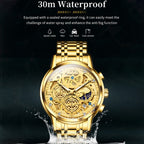 OLEVS 9947 Men Multifunctional Hollow Waterproof Quartz Watch