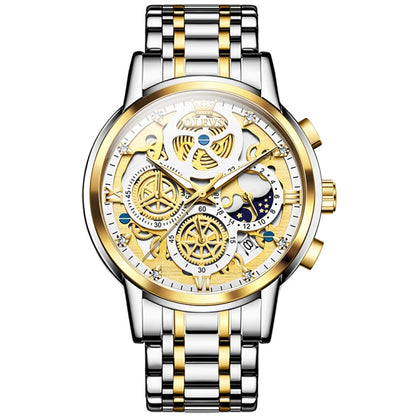 OLEVS 9947 Men Multifunctional Hollow Waterproof Quartz Watch