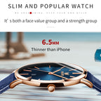 OLEVS 5869 Men Business Waterproof Genuine Leather Strap Quartz Watch