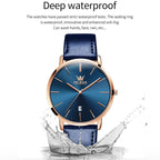 OLEVS 5869 Men Business Waterproof Genuine Leather Strap Quartz Watch