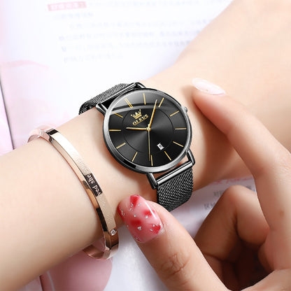 OLEVS 5869 Ladies Business Waterproof Steel Strap Quartz Watch