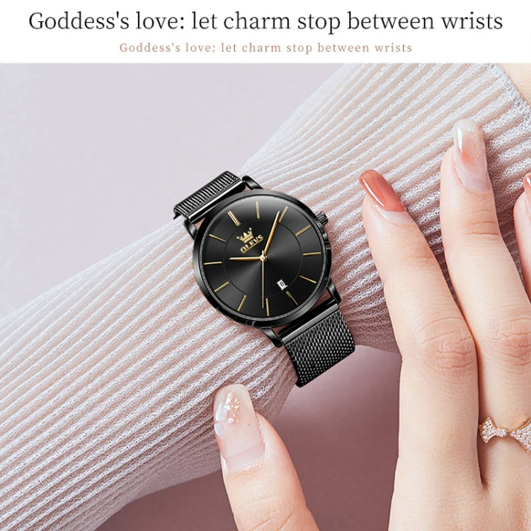 OLEVS 5869 Ladies Business Waterproof Steel Strap Quartz Watch