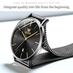 OLEVS 5869 Ladies Business Waterproof Steel Strap Quartz Watch