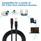 5.5 x 2.1mm Female to Male DC Power Extension Cable, 1m, 1.5m, 3m, 5m, 10m