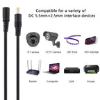 5.5 x 2.5mm Female to Male DC Power Extension Cable, 1m, 1.5m, 3m, 5m, 10m