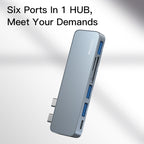 Yesido HB10 6 in 1 USB-C / Type-C Ports Multifunctional Docking Station HUB Adapter, HB10