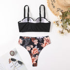 Woman Sexy High Waist Two Piece Bikini Swimsuit, S, M, L, XL