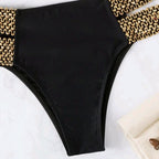 Woman Sexy Solid Color High Waist Two Piece Bikini Swimsuit, S, M, L, XL