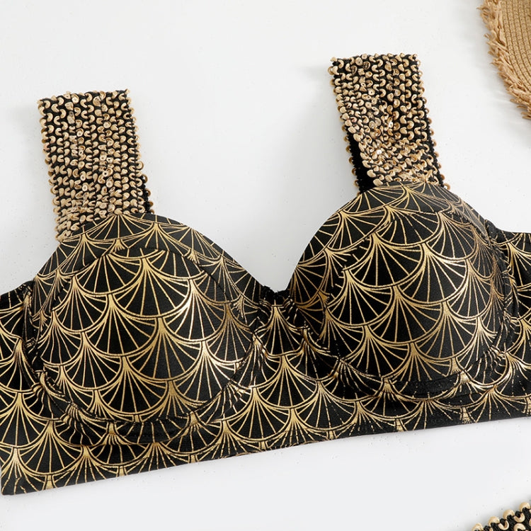 Woman Sexy Gilding High Waist Two Piece Bikini Swimsuit, S, M, L, XL