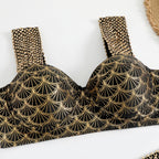 Woman Sexy Gilding High Waist Two Piece Bikini Swimsuit, S, M, L, XL