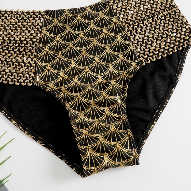 Woman Sexy Gilding High Waist Two Piece Bikini Swimsuit, S, M, L, XL