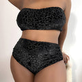 Plus-size Sexy Leopard Print High Waist Two Piece Bikini Swimsuit, L, XL, XXL, XXXL, XXXXL