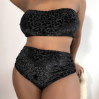 Plus-size Sexy Leopard Print High Waist Two Piece Bikini Swimsuit, L, XL, XXL, XXXL, XXXXL