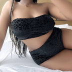 Plus-size Sexy Leopard Print High Waist Two Piece Bikini Swimsuit, L, XL, XXL, XXXL, XXXXL