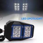 For 1.75 - 2 inch UTV-26 UTV / ATV Three Color Rear Frame Reflective Mirror with LED Lights, UTV-26