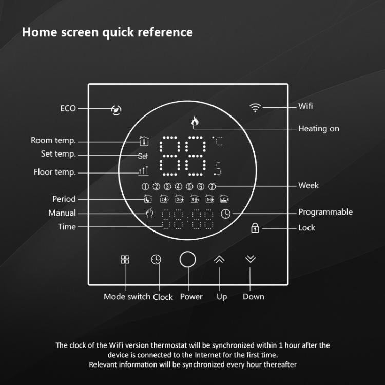 BHT-008GBLW 95-240V AC 16A Smart Home Electric Heating LED Thermostat With WiFi, With WiFi
