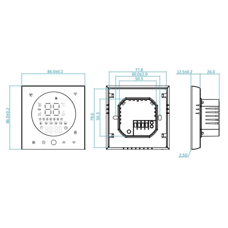 BHT-008GCL 95-240V AC 5A Smart Home Boiler Heating LED Thermostat Without WiFi, Without WiFi