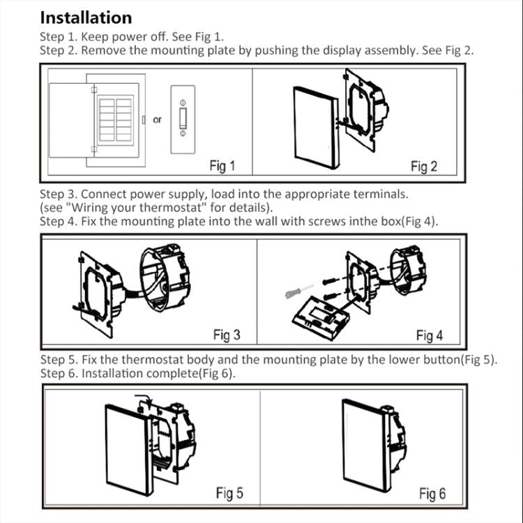 BHT-008GCL 95-240V AC 5A Smart Home Boiler Heating LED Thermostat Without WiFi, Without WiFi