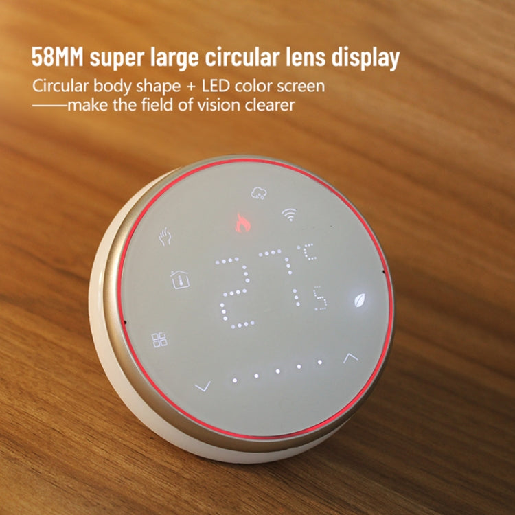 BHT-6001GCLW 95-240V AC 5A Smart Round Thermostat Boiler Heating LED Thermostat, With WiFi, Without WiFi
