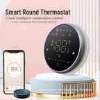 BHT-6001GCLW 95-240V AC 5A Smart Round Thermostat Boiler Heating LED Thermostat, With WiFi, Without WiFi
