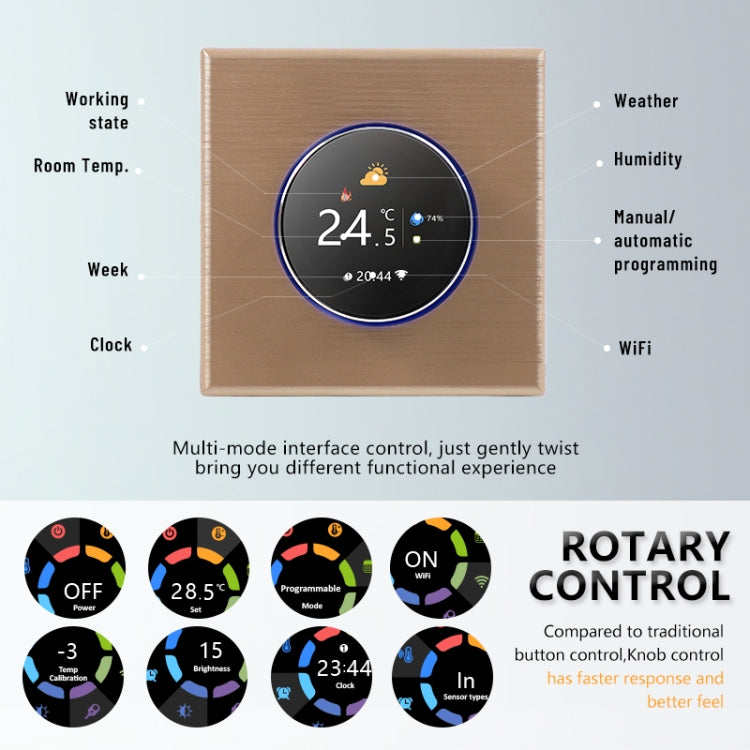 95-240V AC 16A Smart Knob Electric Heating Thermostat with Internal Sensor & WiFi Connection, BHT-7000-GBLW