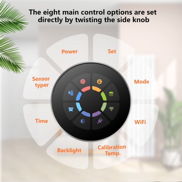 95-240V AC 16A Smart Knob Electric Heating Thermostat with Internal Sensor & WiFi Connection, BHT-7000-GBLW