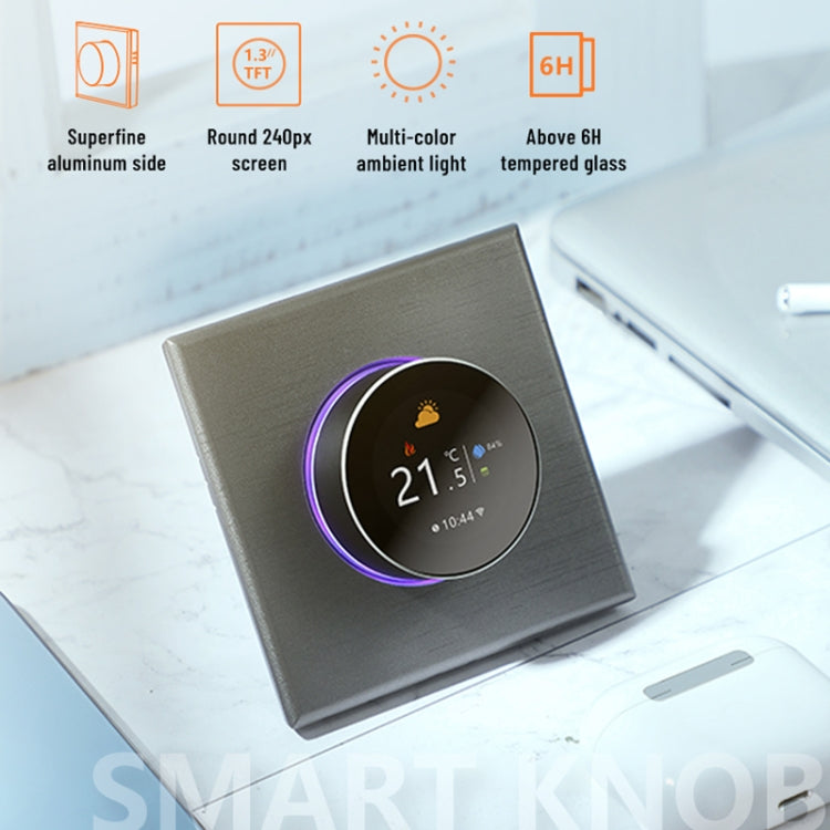 95-240V AC 3A Smart Knob Boiler Heating Thermostat with Internal Sensor & WiFi Connection, BHT-7000-GCLW