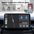 USB + USB-C / Type-C Wired to Wireless Carplay Adapter for iPhone, Black Rectangle