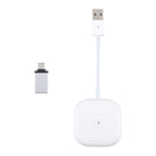 USB + USB-C / Type-C Wired to Wireless Carplay Adapter for iPhone, White Square