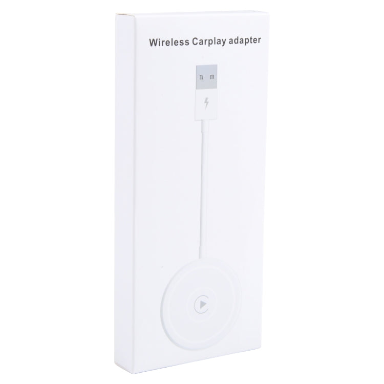 USB + USB-C / Type-C Wired to Wireless Carplay Adapter for iPhone, White Round