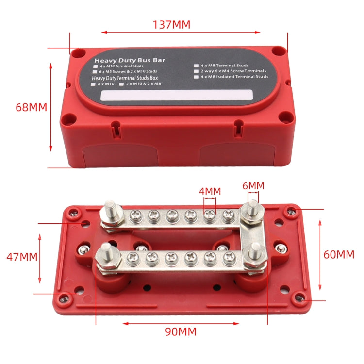 1 Pair 150A 12-48V RV Yacht Modified Double Row 12-way M6 Terminal Busbar with 24pcs Terminals, CP-3160