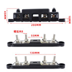 RV Yacht M8 Single Row 4-way Power Distribution Block Busbar with Cover with 300A Fuse, CP-4124-01, CP-4124-02
