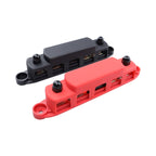 1 Pair RV Yacht M8 Single Row 4-way Power Distribution Block Busbar with Cover with 300A Fuse, CP-4125