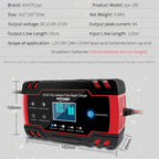 ANHTCzyx 12V 8A  / 24V 4A Automobile Battery Charger Motorcycle Battery Repair Type AGM, US Plug (Red), EU Plug (Red), UK Plug (Red), AU Plug (Red)