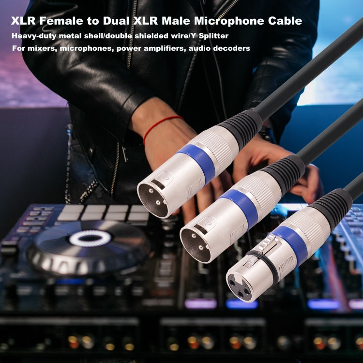 2055YMMF-05 XLR 3pin Female to Dual Male Audio Cable, Length: 50cm, XLR F to Dual M (Black+Red), XLR F to Dual M (Black+Blue), XLR F to Dual M (Black)