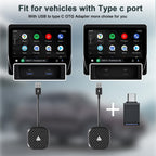 Carbon Fiber USB + USB-C / Type-C Wired to Wireless Carplay Adapter for Android, 020-4+