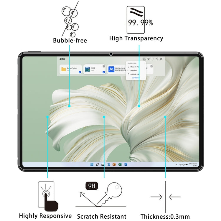 2pcs 9H 0.3mm Explosion-proof Tempered Glass Film, For Huawei MateBook E 2023, For Huawei MateBook D 14 2023