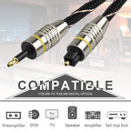 EMK Square Port to Round Port Set-top Box Digital Audio Optical Fiber Connecting Cable, 1m, 1.5m, 2m, 3m, 5m, 10m