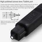 EMK Square Port to Square Port Digital Audio Speaker Optical Fiber Connecting Cable, 1m, 1.5m, 2m, 3m, 5m, 8m, 10m, 15m, 20m, 25m, 30m