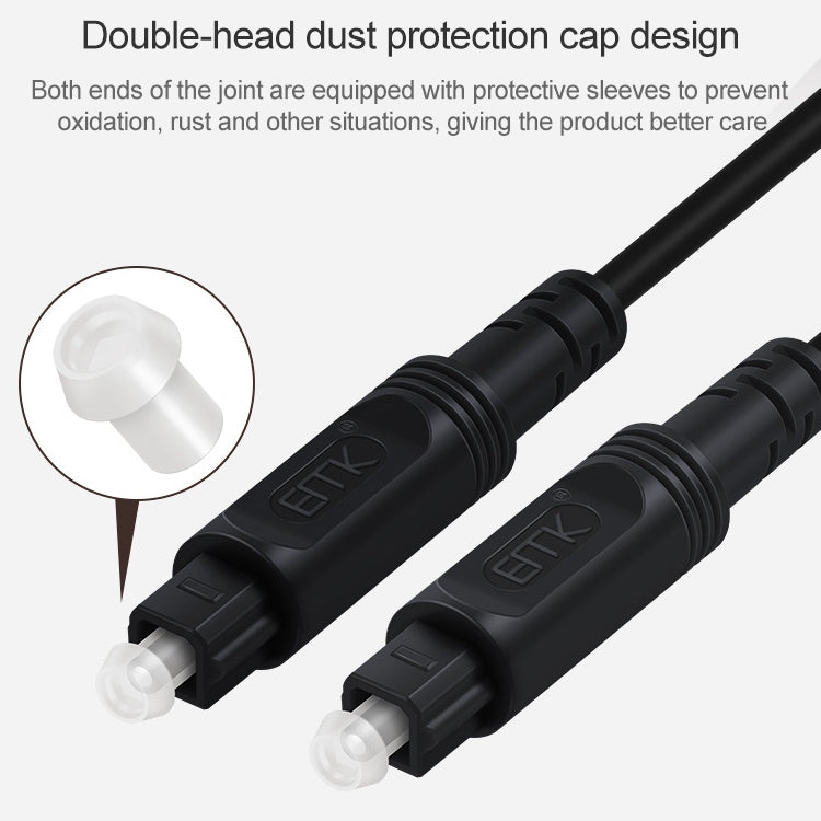 EMK Square Port to Square Port Digital Audio Speaker Optical Fiber Connecting Cable, 1m, 1.5m, 2m, 3m, 5m, 8m, 10m, 15m, 20m, 25m, 30m