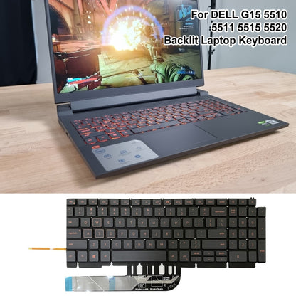 US Version Orange Backlight Laptop Keyboard, For Dell Inspiron G15 5510 5511 5515 5520