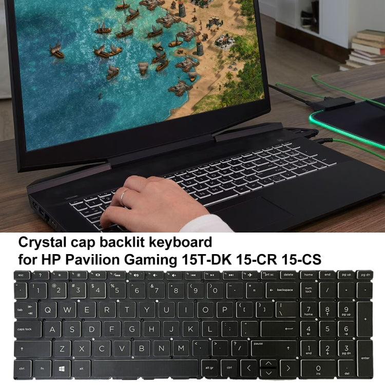 Crystal Cap US Version Laptop Backlight Keyboard, For HP Pavilion Gaming 15-DK