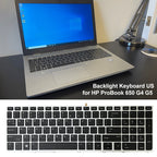 Silver Frame US Version Laptop Backlight Keyboard, For HP ProBook 650 G4