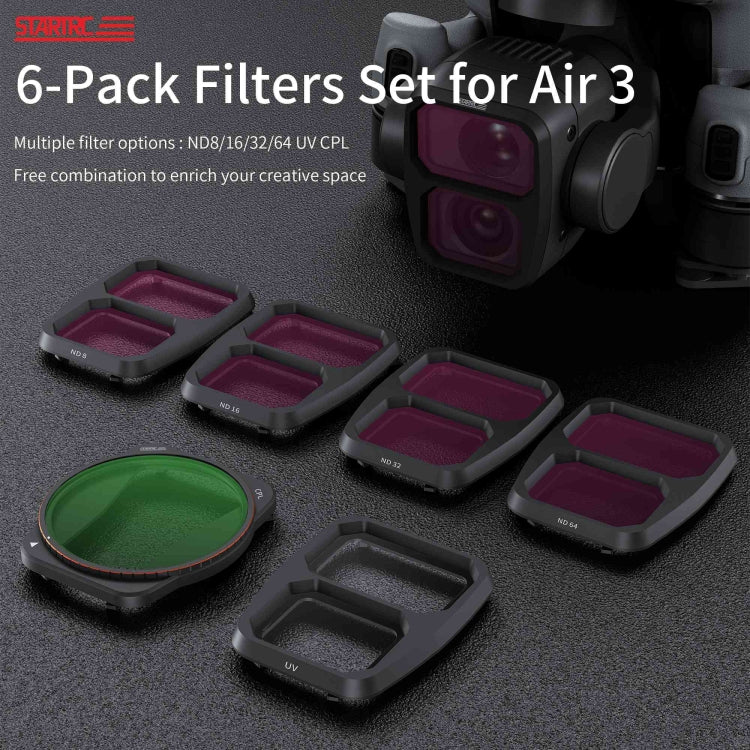 STARTRC Drone Lens Filter, For DJI Air 3 UV, For DJI Air 3 4 in 1 ND8/16/32/64, For DJI Air 3 Star, For DJI Air 3 NIGHT, For DJI Air 3 6 in 1 ND8/16/32/64 UV CPL, For DJI Air 3 CPL