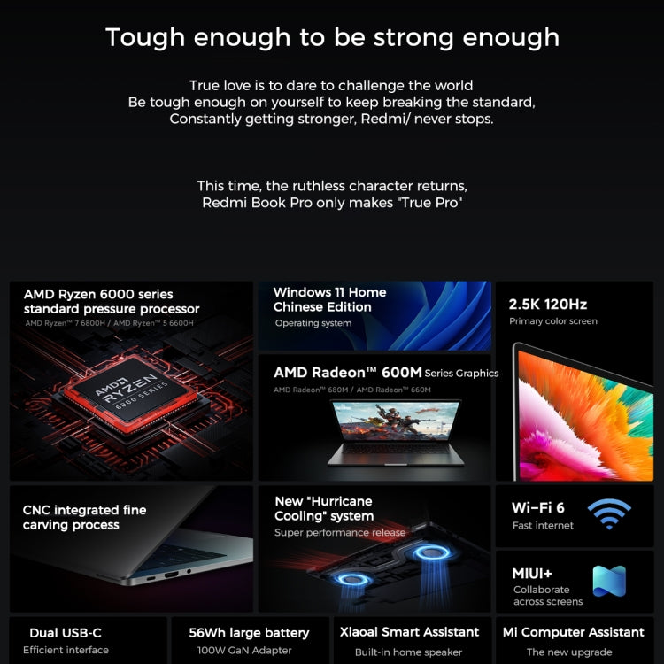 Xiaomi RedmiBook Pro 14 inch Laptop 2022, Windows 11 Home Chinese Version, AMD Ryzen 7 6800H Octa Core, R7-6800H