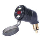 German EU Plug Special Motorcycle Elbow Charger Dual USB Voltmeter 4.2A Charger, Black, Blue, Red, Gold