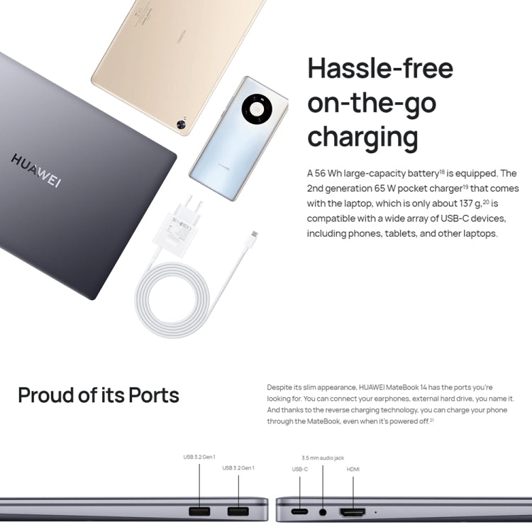 HUAWEI MateBook 14 Laptop, 14 inch Touch Screen Windows 11 Home Chinese Version, Intel 12th Gen Core i5-1240P Integrated Graphics, 16GB+1TB