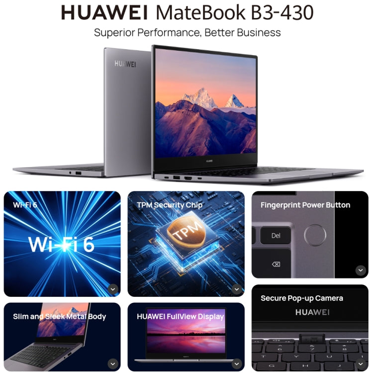HUAWEI MateBook B3-430 Laptop, 14 inch Windows 11 Home Chinese Version, Intel 12th Gen Core i7-1260P Integrated Graphics, i7-1260P 16GB+512GB